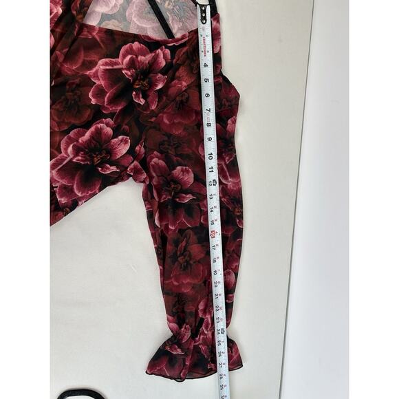 Torrid Babydoll Floral Dress Rose Print Sheer Long Sleeve Sz 2 Whimsigoth Fairy - Picture 9 of 10